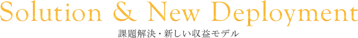 Solution & New Deployment 課題解決・新しい収益モデル